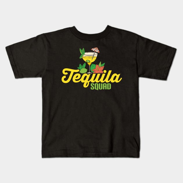 Cute Tequila Squad Margarita Drinking Alcohol Pun Kids T-Shirt by theperfectpresents